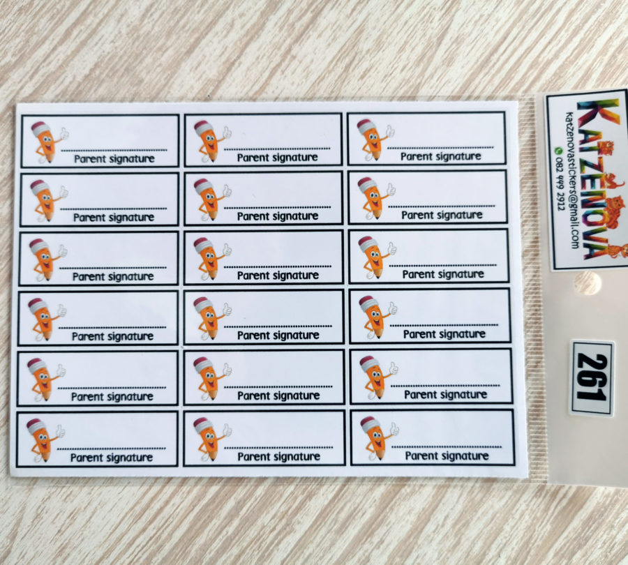 Parent signature stickers
