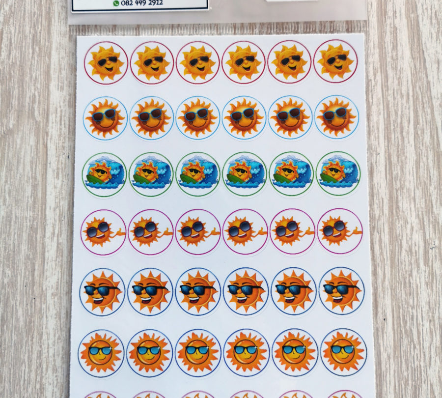 Smiley sun stickers