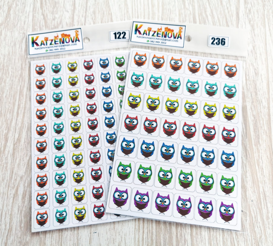 Square owl stickers