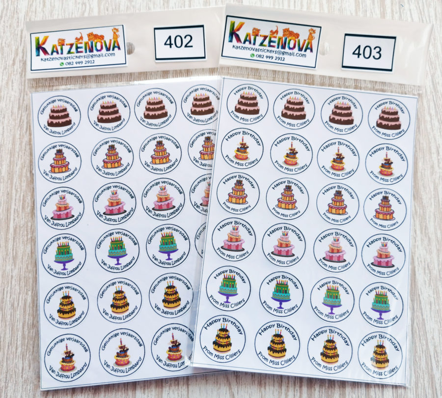 Happy birthday personalized stickers (Large) (Afr & Eng)