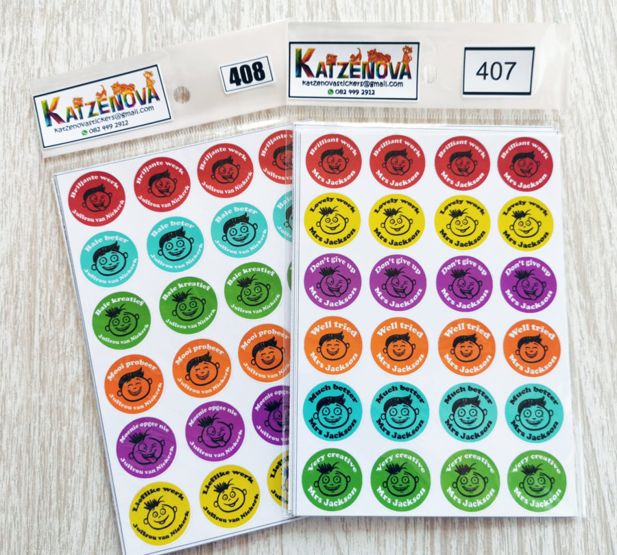 Personalized Funny face stickers (Large) (Afr & Eng)