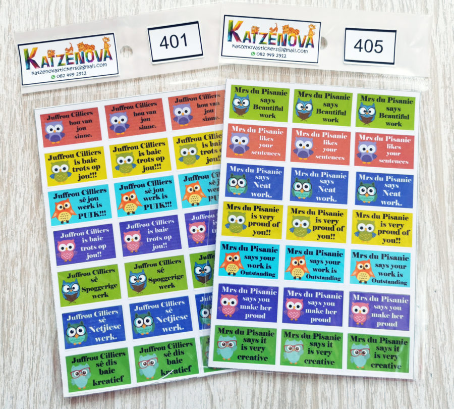 Personalized Owls stickers (Large) (Afr & Eng)