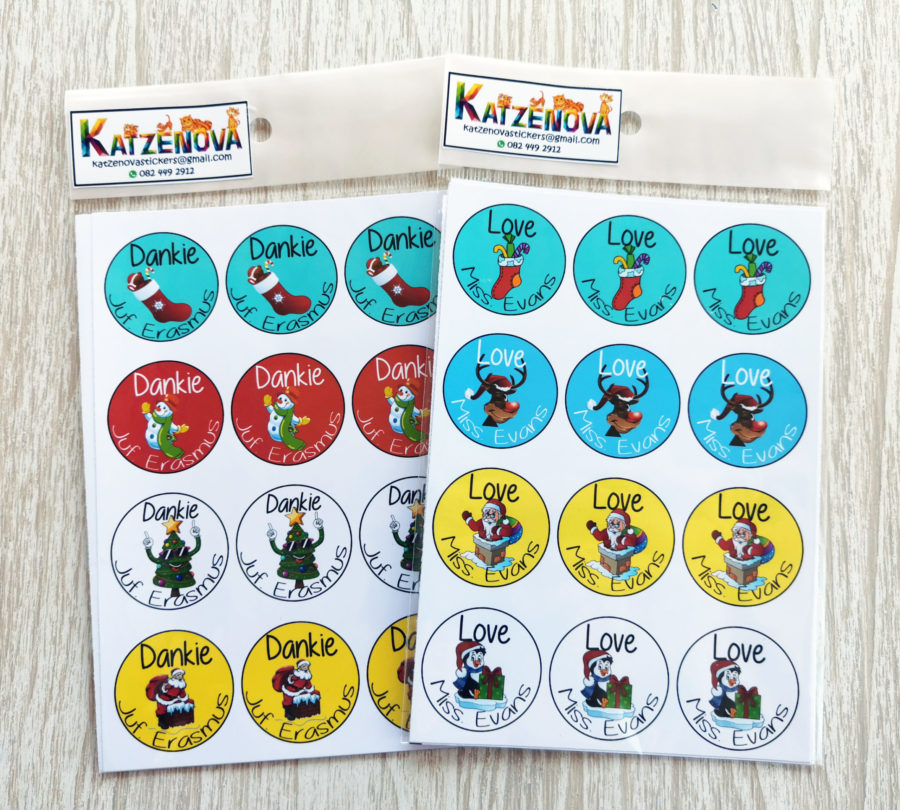 Personalized Christmas Love stickers and Kersfees Dankie plakkers (X-Large)