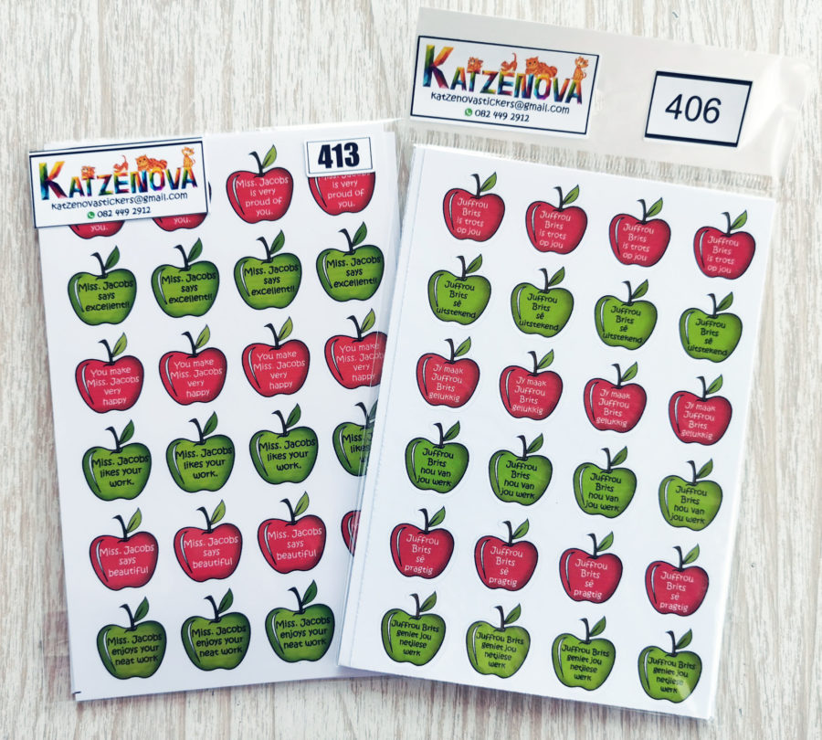 Personalized apple stickers (Large) (Afr & Eng)