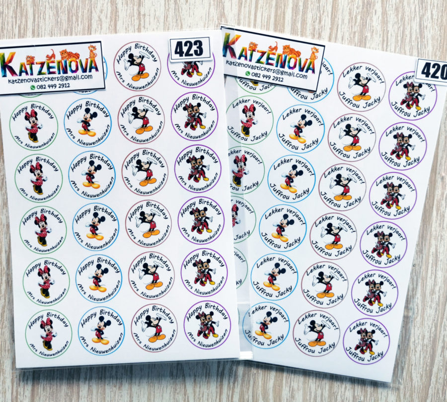 Personalized Happy birthday Mickey mouse 1 stickers (Large)