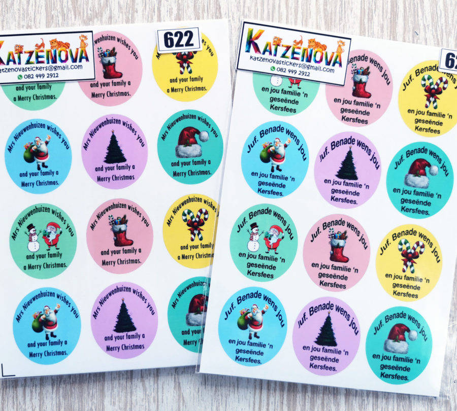 Personalized Christmas round stickers (X-Large)
