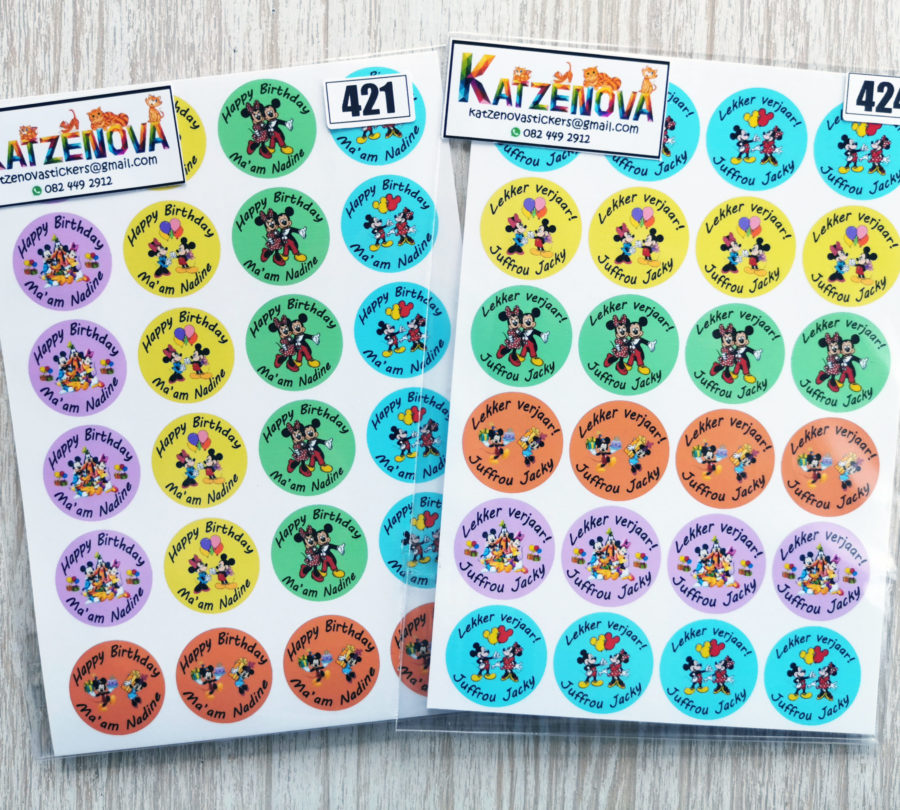 Personalized Happy birthday Mickey mouse 2 stickers (Large)