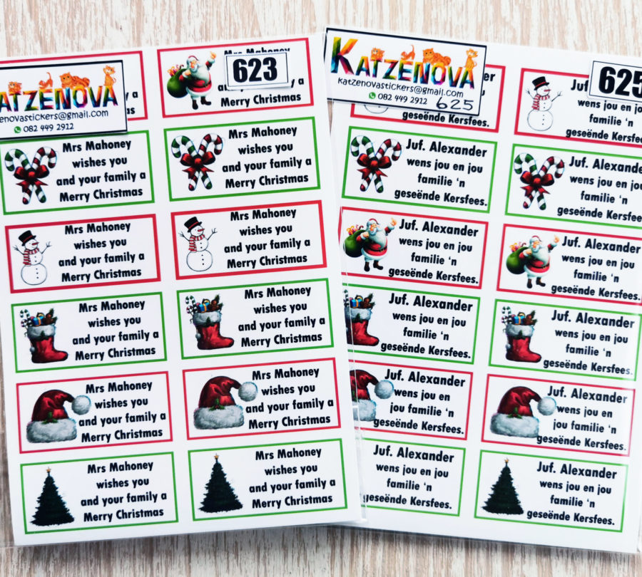 Personalized Christmas square stickers (X-Large)