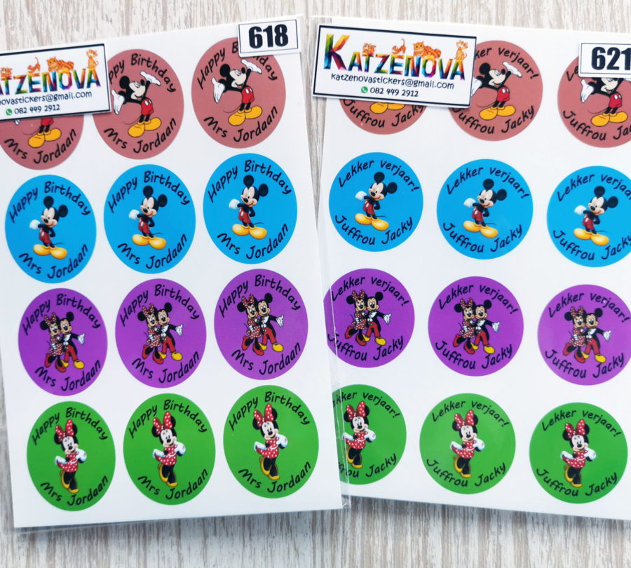 Personalized Happy birthday Mickey mouse 3 stickers (X-Large)