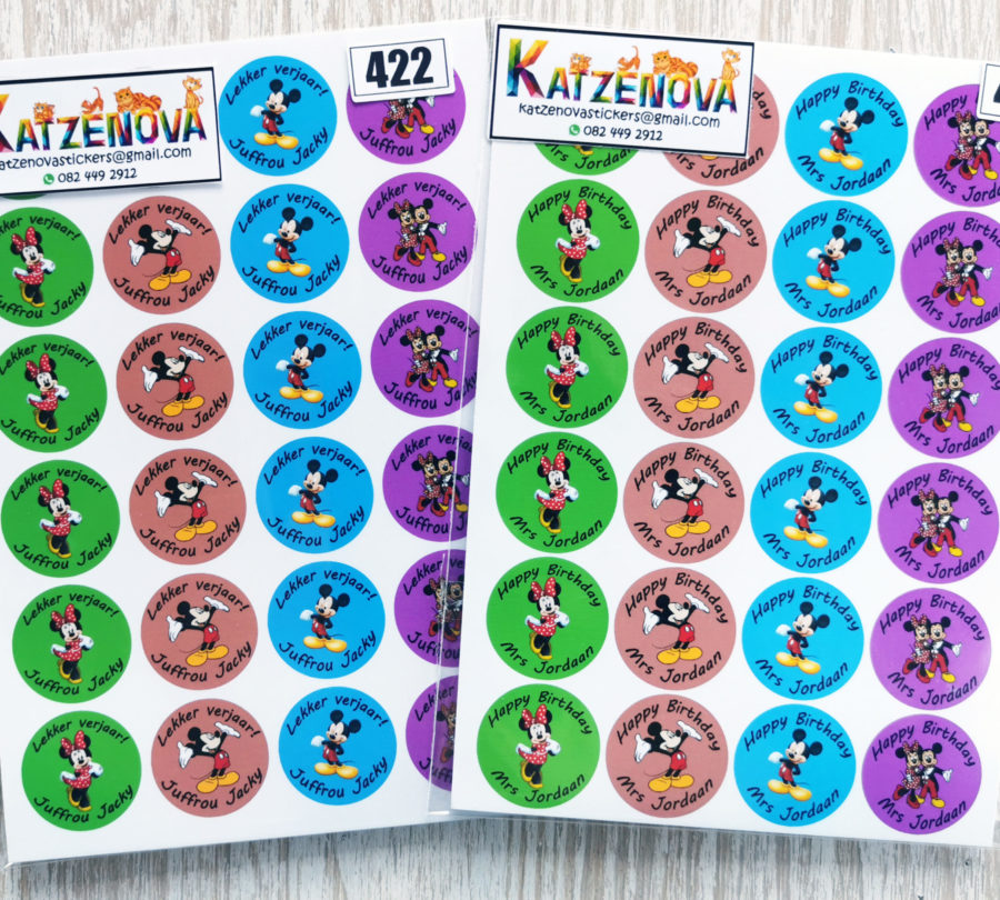 Personalized Happy birthday Mickey mouse 3 stickers (Large)