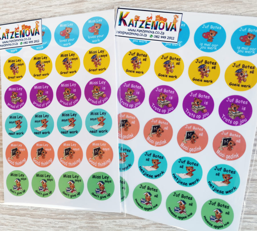 Personalized Bear motivation stickers and Beertjie motiverings plakkers (Large)