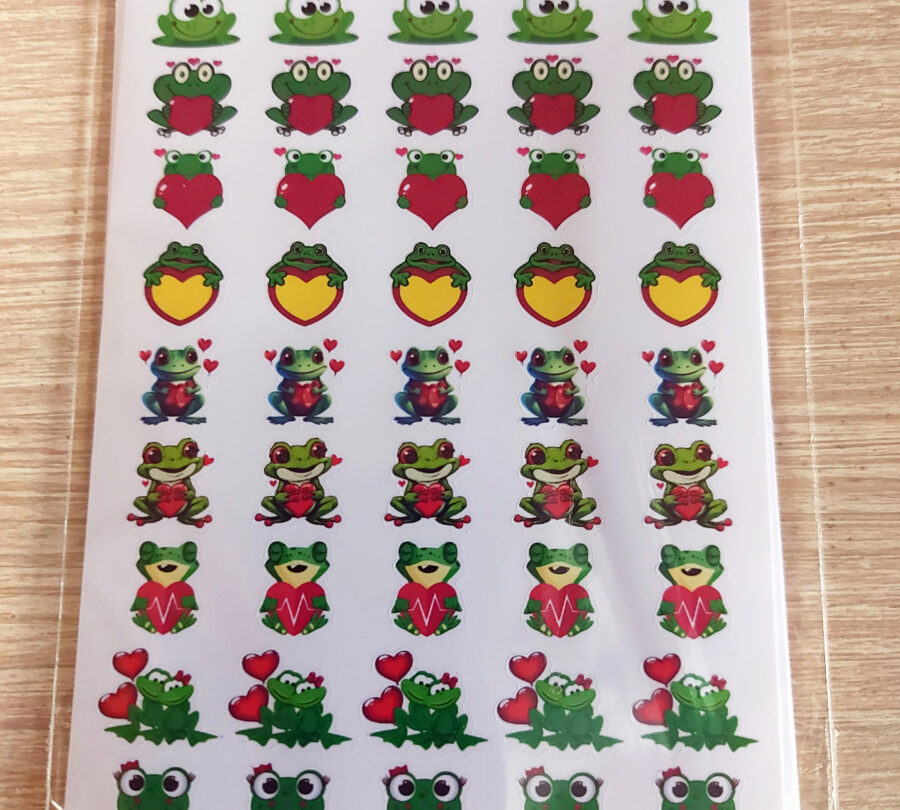 Heart frog stickers
